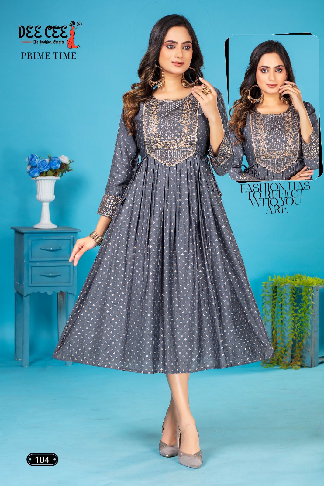 Prime Time By Dee Cee Chanderi Printed Designer Kurtis Wholesale Market In Surat 
